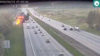 Fiery Explosion As Dump Truck Crashes Into DOT Car