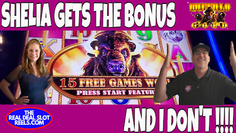 BUFFALO GOLD - SHELIA GETS THE BONUS AND I DON'T!!!! 🎰 REAL DEAL SLOTS LIVE at COUSHATTA CASINO