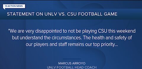 UNLV football game against Colorado State is off due to COVID-19, Rebels cannot travel