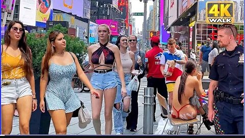 walk times square new york city USA 4k video travel vlog