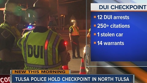 12 DUI arrests made at north Tulsa checkpoint