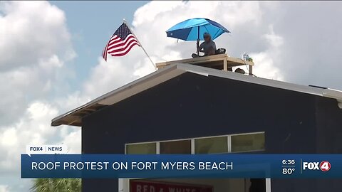 Fort Myers Beach Man is on His Garage Roof Protesting FEMA and the Town