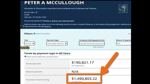 Peter McCullough PAID 1.5 MILLION BY BIG PHARMA vaccine producer AstraZeneca? Conflict of interest?