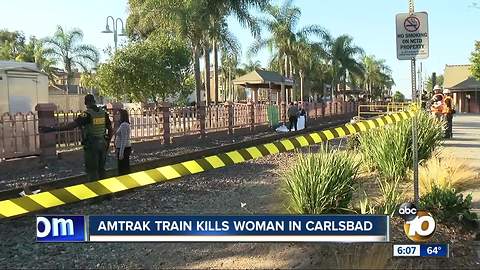 Amtrak train kills woman in Carlsbad