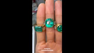 Trendy natural green emerald and diamond gold rings in 2022