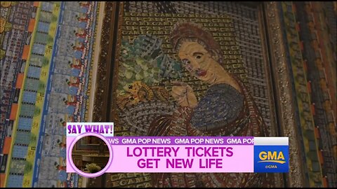 Leftover lottery tickets turned into stunning living room art