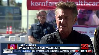 Actor Sean Penn helps open drive-thru COVID-19 testing site in east Bakersfield