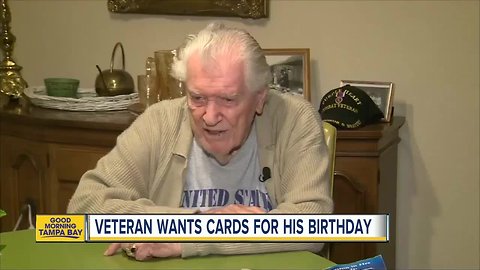 World War II veteran wants cards for 96th birthday