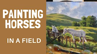 PAINTING HORSES in a field