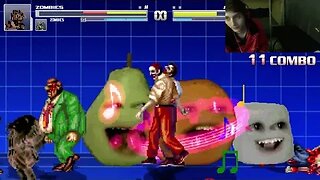 Zombies VS Annoying Orange In An Epic Battle In The MUGEN Video Game With Live Commentary