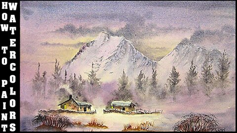 HOW TO PAINT STUNNING WATERCOLORS,A SNOW SCENE WITH WATERCOLORS