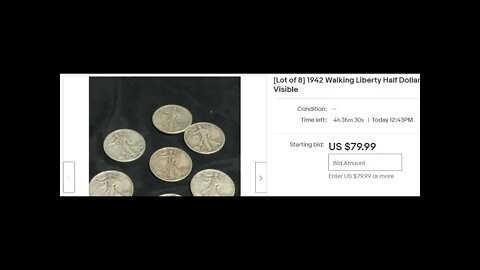 Auction Ending Today: [Lot of 8] 1942 Walking Liberty Half Dollar - 90% Silver - All Dates Visible