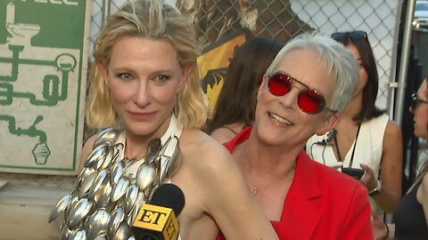 *EXCLUSIVE* Jamie Lee Curtis SHIELD Cate Blanchett's Wardrobe Malfunction Mid-Interview