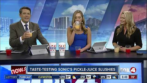 Fox 4 Morning News tries "pickle slush" from Sonic