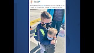 Justin Bruce tweets out picture of kids' first day