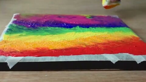 Rainbow Abstract Painting with Masking Tape 7