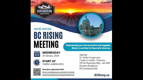 BC Rising - Wed, Jan 24, 2024 Meeting - Election Readiness, BCTownhalls2024, Coutts4