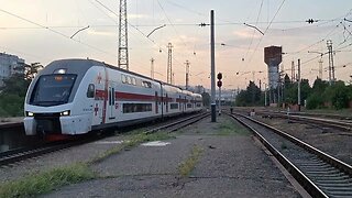 Modern train, Soviet station.