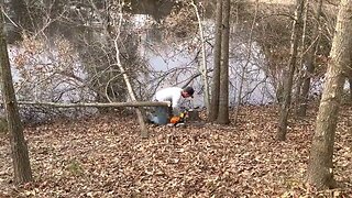 Reclaiming invasive brush encroached livestock pond!