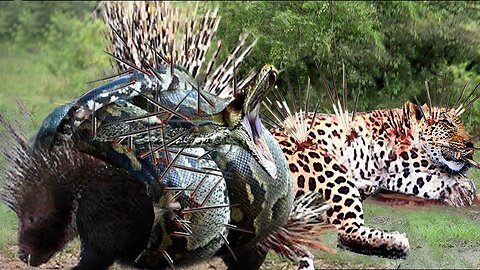 Danger! Python, Hungry Leopard Are Defeated By Thousands Of Hedgehog Thorns When Trying To Attack It