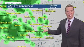 Light rain this morning, heavier storm tonight