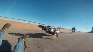 High-speed motorcycle wheelie ends in epic fail