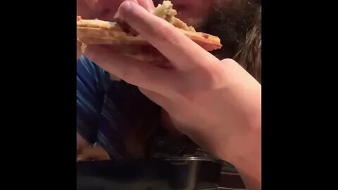 Eating The Turkey Dinner Pizza #thanksgiving #pizza #food #mukbang #shorts