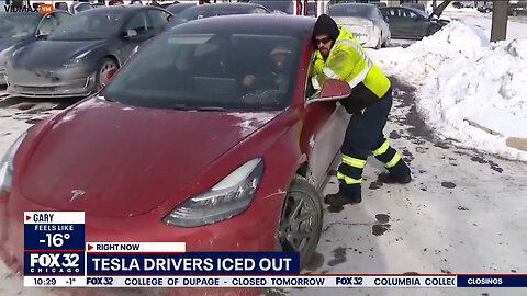 LOL, Tesla Charging Station In Chicago Becomes A Graveyard Due To Freezing Temperatures