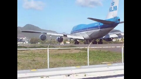 A KLM 747 Blowing Me Away At Maho Beach in St. Maarten Netherland Antilles In 2006