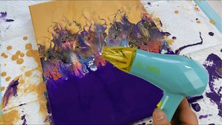 Acrylic Pouring using my new Flower Blowdryer for the First Time! | Dutch Pour Tutorial