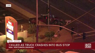 One dead after truck smashes into Mesa bus stop, two others injured