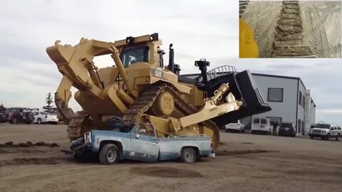 Caterpillar D11T Bulldozer Car Crush #shorts #cars #cartok #cleancar #supercar