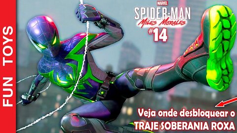 🕷 Marvel's Spider-Man: Miles Morales #14 - Veja como e onde DESBLOQUEAR o traje SOBERANIA ROXA! ⚛️