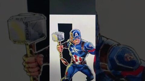 Captain America With Thor Hammer Mjolnir - I Want to Draw ✍️- Shorts Ideas 💡