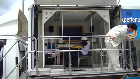 Earthquake simulator truck in Japan