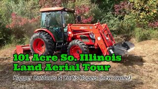 101 Acre So. Illinois Aerial Tour, new roads & Kioti RX7320 at work!