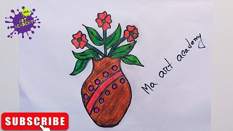How To Draw A Flower Vase | Simple Flower Pot Drawing | Easy Flower Vase Drawing for Beginners