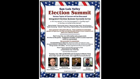 San Luis Valley, CO: Election Summit Livestream - 8pm ET