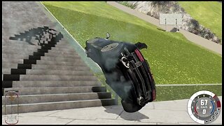 CAR crash 💥🚙 Car and Stairs Jump Down #61 😎 Beamng Drive Game 🚘🏁🛻 Car Crashes CLIP