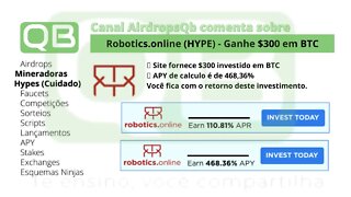 Hype - Investimento - Robotics.Online - Ganhe $300 de investimento - 110,81% de APR