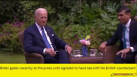 Biden gazes vacantly at the press until signaled to have tea with his British counterpart.