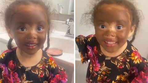 Little Girl Makes Herself "Beautiful" With Mommy's Makeup