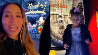Hazel E Can't Believe Daughter Ava Climbed On The Skee Ball Game During Mommy Duty! 😱