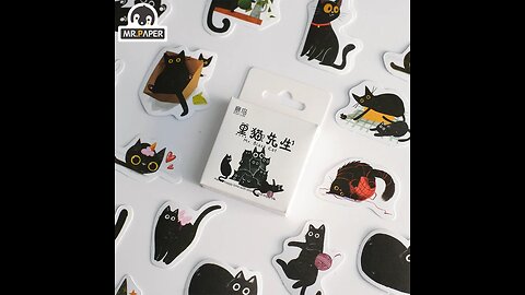 Mr. Paper 46pcs/Box Kawaii Black Cat Stickers Items Decoration DIY Handbook