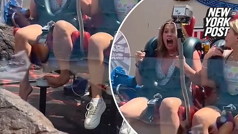 Woman's foot bends in half on amusement park ride in agonizing video