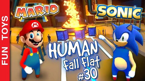 Human Fall Flat #30 - Sonic e Mario continuam na FABRICA e encontramos PASSAGENS SECRETAS! 🔵