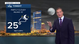 Lows in the 20s tonight, clouds break apart for Full Moon views