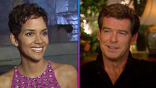 Pierce Brosnan and Halle Berry on the set of "Die Another Day Is 20"