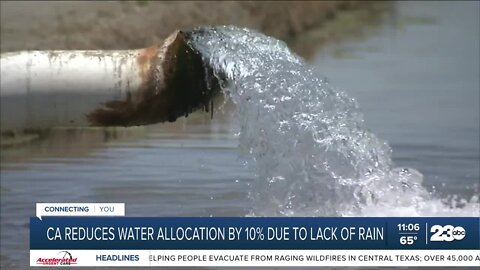 California reduces water allocation by 10% due to lack of rain