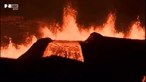 Incredible scene above the volcano in Iceland